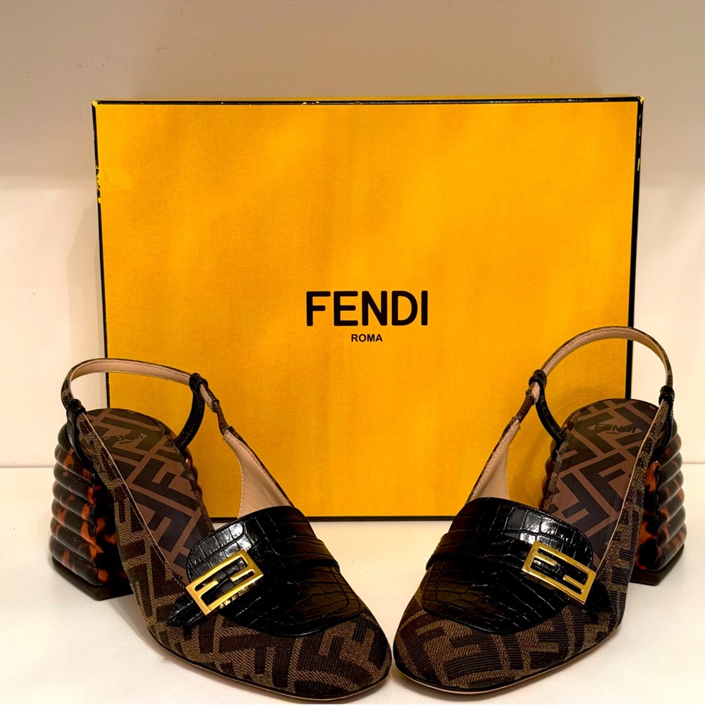 FENDI FF Zucca Block Heels